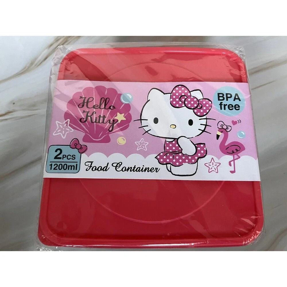 2 Pcs Hello Kitty Food Container 1200ml BPA Free